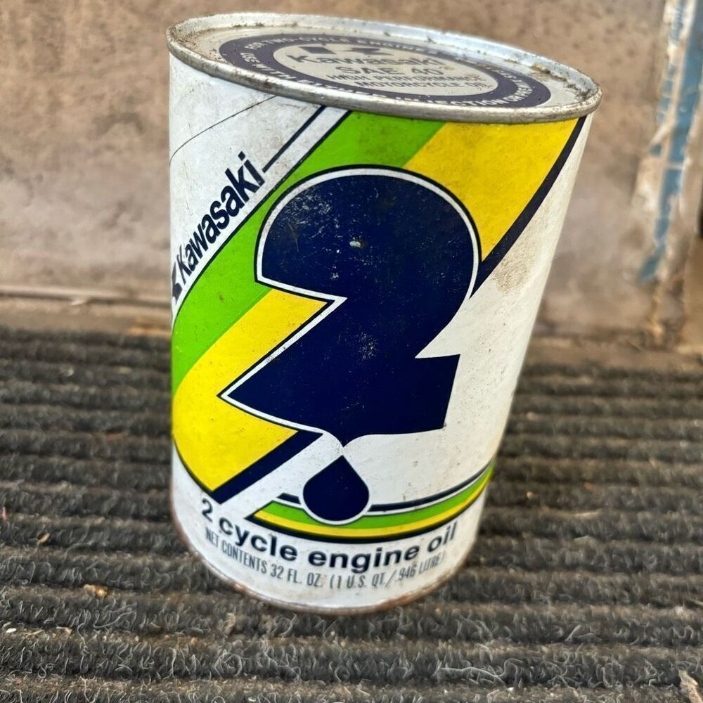 Kawasaki 2 Cycle Engine Oil SAE 40 1 Qt. Vintage Can *Full*